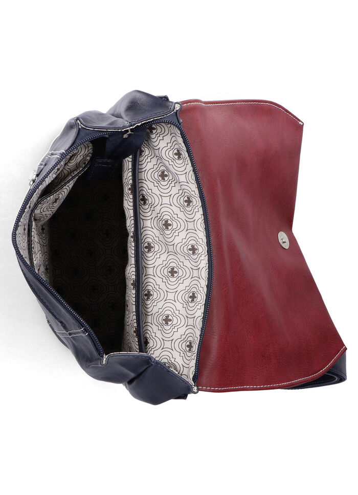 Rieker, rugzak, dames, met kleurrijke applicaties MARINEBLAUW-BORDEAUXROOD